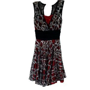 Dance Sophisticates Dress Red Black Silver Dance Wear Costume See Measurements